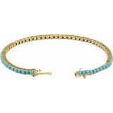 Round Natural Turquoise Line Bracelet In Gold & Platinum