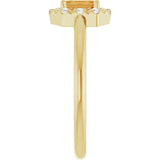 Emerald Citrine Halo Ring with Diamond Accents in Yellow Gold