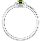 Emerald Peridot Halo Ring with Diamond Accents in White Gold