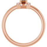 Emerald Citrine Halo Ring with Diamond Accents in Gold