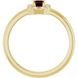 Emerald Mozambique Garnet Halo Ring with Diamond Accents in Gold
