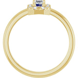 Emerald White Sapphire & Diamond Halo Ring in Yellow Gold