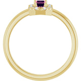 Emerald Pink Tourmaline & Diamond Halo Ring in Yellow Gold