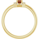 Emerald Citrine Halo Ring with Diamond Accents in Yellow Gold