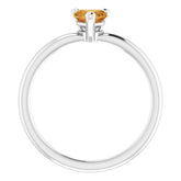 Heart Citrine Symbols Ring in Platinum