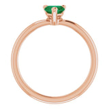 Heart Lab-Grown Emerald Symbols Ring in Rose Gold