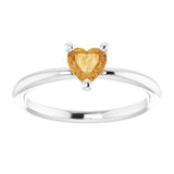 Heart Citrine Symbols Ring in White Gold