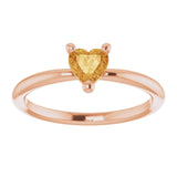 Heart Citrine Symbols Ring in Rose Gold