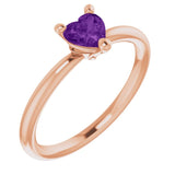Heart Amethyst Symbols Ring in Rose Gold