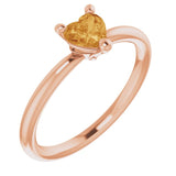 Heart Citrine Symbols Ring in Rose Gold