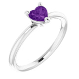 Heart Amethyst Symbols Ring in White Gold