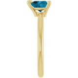 Heart London Blue Topaz Solitaire Ring in Yellow Gold