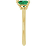 Heart Lab-Grown Emerald Solitaire Ring in Yellow Gold