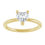 Heart White Sapphire Solitaire Ring in Yellow Gold