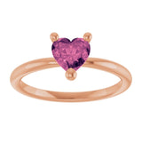 Heart Pink Tourmaline Solitaire Ring in Rose Gold