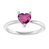 Heart Pink Tourmaline Solitaire Ring in Platinum