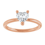 Heart White Sapphire Solitaire Ring in Rose Gold