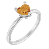 Heart Citrine Solitaire Ring in Platinum