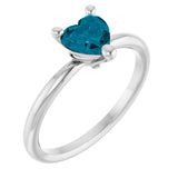 Heart London Blue Topaz Solitaire Ring in White Gold