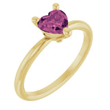 Heart Pink Tourmaline Solitaire Ring in Yellow Gold