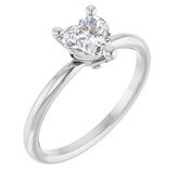 Heart White Sapphire Solitaire Ring in Platinum