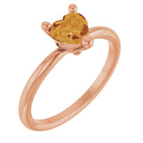 Heart Citrine Solitaire Ring in Rose Gold