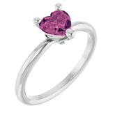 Heart Pink Tourmaline Solitaire Ring in Platinum