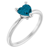 Heart London Blue Topaz Solitaire Ring in Platinum