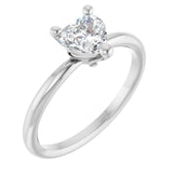 Heart White Sapphire Solitaire Ring in Platinum