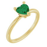 Heart Lab-Grown Emerald Solitaire Ring in Yellow Gold