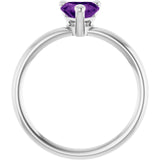 Heart Amethyst Solitaire Ring in Platinum