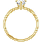 Heart White Sapphire Solitaire Ring in Yellow Gold