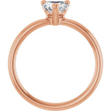 Heart White Sapphire Solitaire Ring in Rose Gold