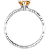 Heart Citrine Solitaire Ring in Platinum