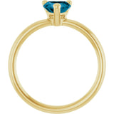 Heart London Blue Topaz Solitaire Ring in Yellow Gold