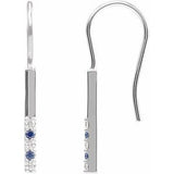 Blue Sapphire & Diamond Round Bar Earrings in Gold and Platinum