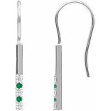 Emerald & Diamond Round Bar Earrings in Gold and Platinum