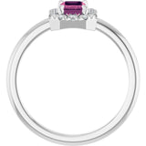 Emerald Pink Tourmaline & Diamond Halo Ring in White Gold