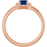 Emerald Lab-Grown Blue Sapphire & Diamond Ring in Gold and Platinum