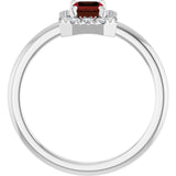 Emerald Mozambique Garnet & Diamond Halo Ring in White Gold