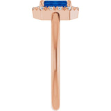Emerald Lab-Grown Blue Sapphire & Diamond Ring in Gold and Platinum