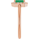 Emerald Emerald Halo Ring with Diamond Accents in Rose Gold
