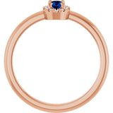 Oval Lab-Grown Blue Sapphire & Diamond Halo Ring in Rose Gold