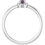 Oval Lab-Grown Alexandrite & Diamond Halo Ring in Gold and Platinum
