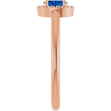 Oval Lab-Grown Blue Sapphire & Diamond Halo Ring in Rose Gold