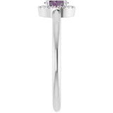 Oval Lab-Grown Alexandrite & Diamond Halo Ring in Gold and Platinum