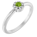 Round Peridot Halo Ring with Diamond Accents in Gold