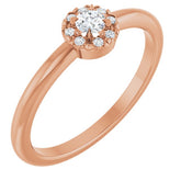 Round White Sapphire & Diamond Halo Ring in Gold and Platinum