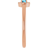 Round Aquamarine Halo Ring with Diamond Accents in Gold