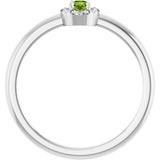 Round Peridot Halo Ring with Diamond Accents in Gold